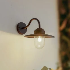 Lindby Terrassebelysning|Væglamper>udendørs væglampe Bilma, rustfarvet, glas, 29 cm