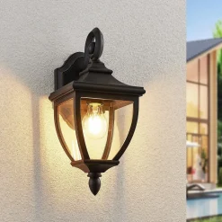 udendørs væglampe Cerys, sort, plast, højde 37 cm^Lindby Sale