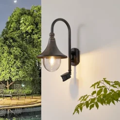 Lindby Væglampe Med Sensor|Terrassebelysning>udendørs væglampe Daphne, antik sort, sensor, E27