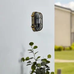 Lindby udendørs væglampe Daaje, guldfarvet, 16 cm, aluminium