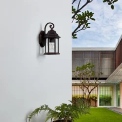 udendørs væglampe Daaje, rustfarvet, 30,5 cm, aluminium^Lindby Best