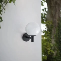 udendørs væglampe Dangan, hvid, glas, Ø 20 cm, IP44^Lindby Outlet