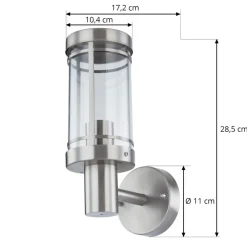 Lindby udendørs væglampe Djori, aluminiumfarvet, stål, E27