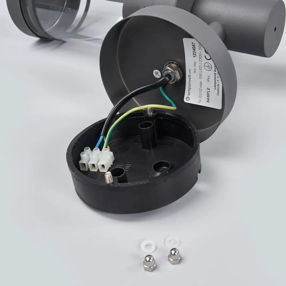 udendørs væglampe Djori, 28 cm, antracit, stål, E27^Lindby Discount