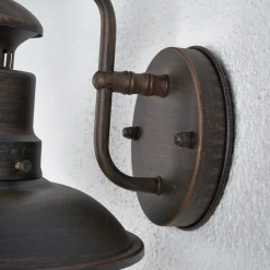 Lindby udendørs væglampe Eddie, rustfarvet, metal, IP44, E27