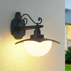 Lindby Væglamper>udendørs væglampe Elinda, højde 29 cm, antracit, glas