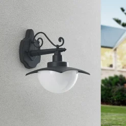 Lindby Væglamper>udendørs væglampe Elinda, højde 29 cm, antracit, glas