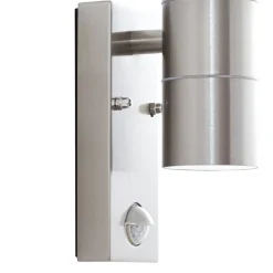 Lindby udendørs væglampe Eyrin, højde 22 cm, stål, sensor