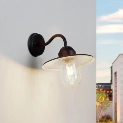 Lindby Terrassebelysning|Væglamper>udendørs væglampe Filip, rustbrun, 30 cm, E27, IP44