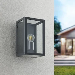 Lindby Terrassebelysning|Væglamper>udendørs væglampe Giavanna, 28 cm, antracit, IP44, E27