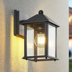 udendørs væglampe Giavanna, 23,3 cm, antracit, glas^Lindby