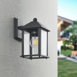 udendørs væglampe Giavanna, 23,3 cm, antracit, glas^Lindby