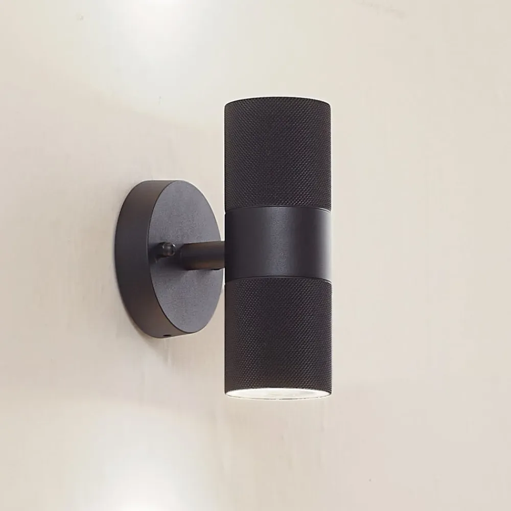 Lindby Væglamper>udendørs væglampe Jovane, sort, aluminium, 2 lyskilder