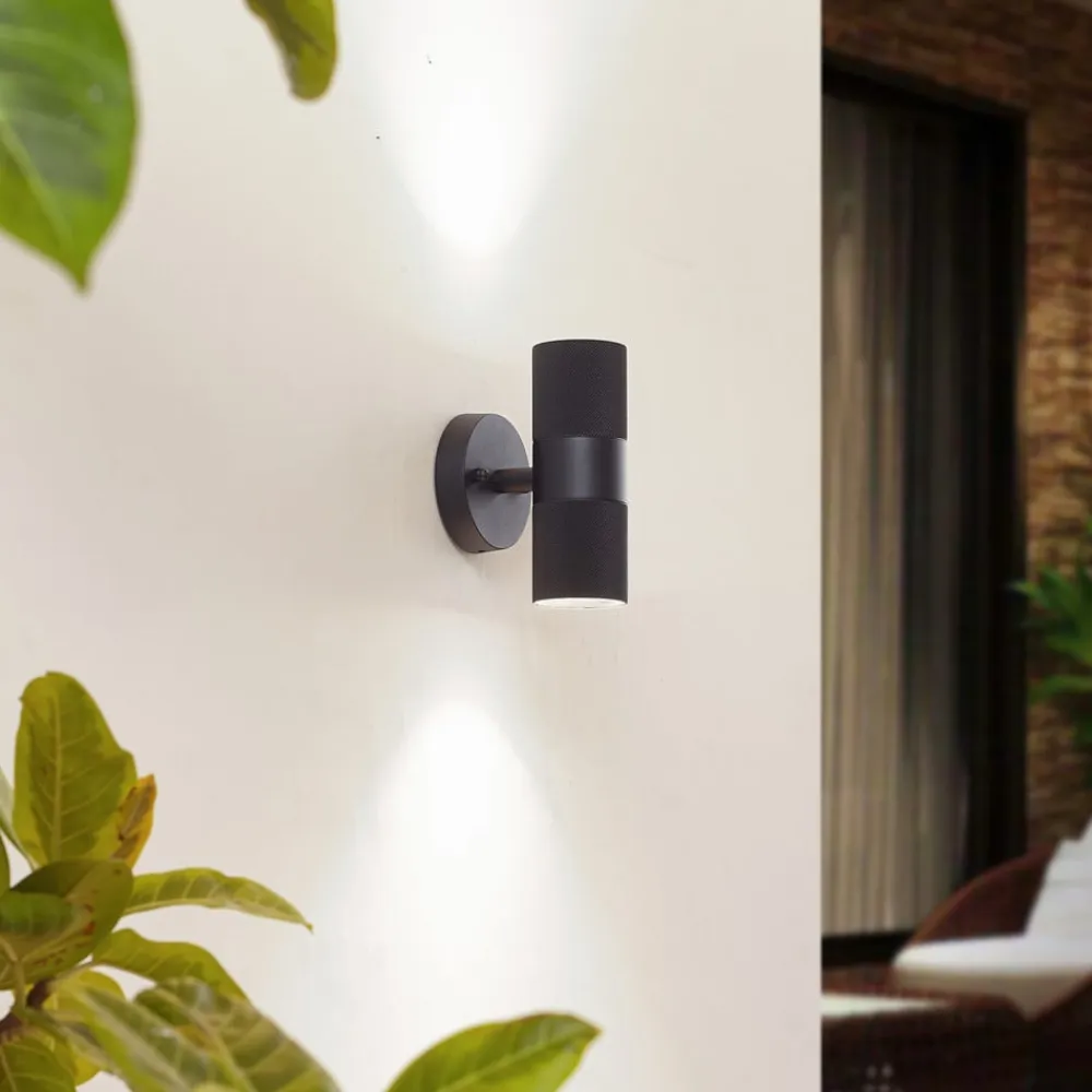 Lindby Væglamper>udendørs væglampe Jovane, sort, aluminium, 2 lyskilder