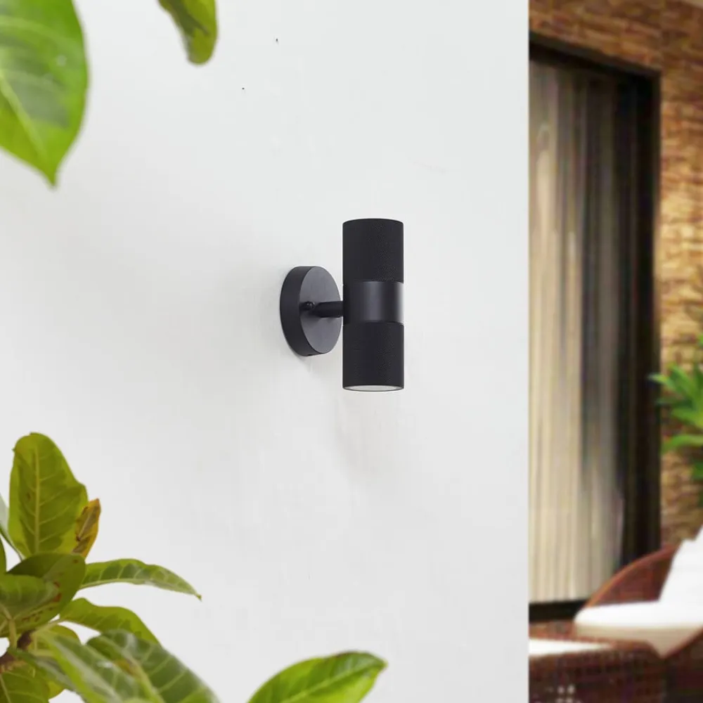 Lindby Væglamper>udendørs væglampe Jovane, sort, aluminium, 2 lyskilder