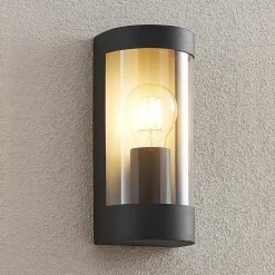 Lindby Terrassebelysning>udendørs væglampe Junias, 24 cm, antracit, stål