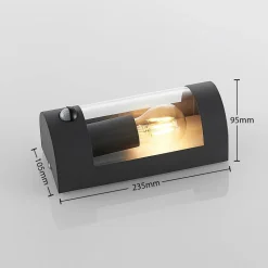 udendørs væglampe Junias, 24 cm, antracit, sensor^Lindby Discount