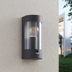 udendørs væglampe Junias, 24 cm, antracit, sensor^Lindby Discount