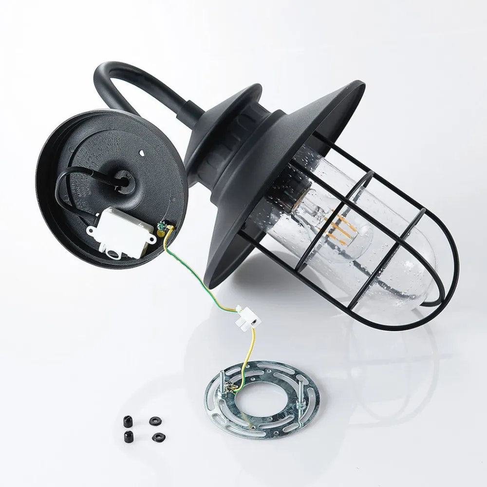 udendørs væglampe Kyan, højde 40 cm, sort, IP44, E27^Lindby Clearance