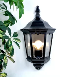 udendørs væglampe Lieva, højde 44 cm, sort, glas^Lindby Outlet