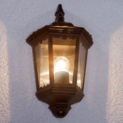 udendørs væglampe Lieva, højde 44 cm, sort, glas^Lindby Outlet