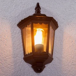 udendørs væglampe Lieva, højde 44 cm, sort, glas^Lindby Outlet