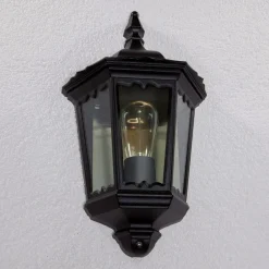 udendørs væglampe Lieva, højde 44 cm, sort, glas^Lindby Outlet