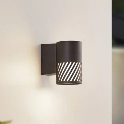 Lindby Terrassebelysning>udendørs væglampe Lurinda, 1 lyskilde, sort, aluminium, Ø10cm