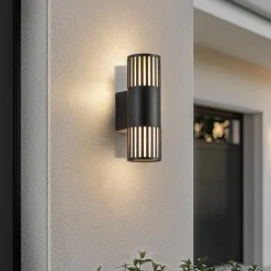 udendørs væglampe Lurinda, 2 lyskilder, sort, Ø10cm^Lindby New