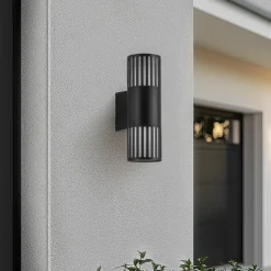 udendørs væglampe Lurinda, 2 lyskilder, sort, Ø10cm^Lindby New