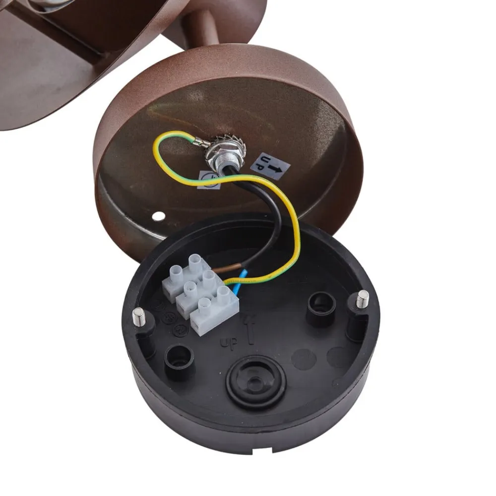 Lindby udendørs væglampe Meliora, rustbrun, jern, IP44, E27