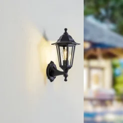 udendørs væglampe Nane, lygte, saltvandsresistent, E27^Lindby Hot