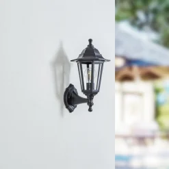 udendørs væglampe Nane, lygte, saltvandsresistent, E27^Lindby Hot