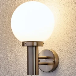 Lindby Terrassebelysning|Væglamper>udendørs væglampe Nada, stål, glas, 32 cm høj, E27