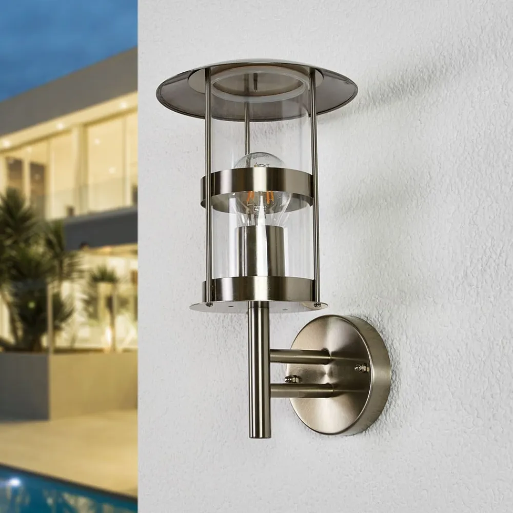 Lindby Væglamper>udendørs væglampe Noemi, grå, stål, 32 cm