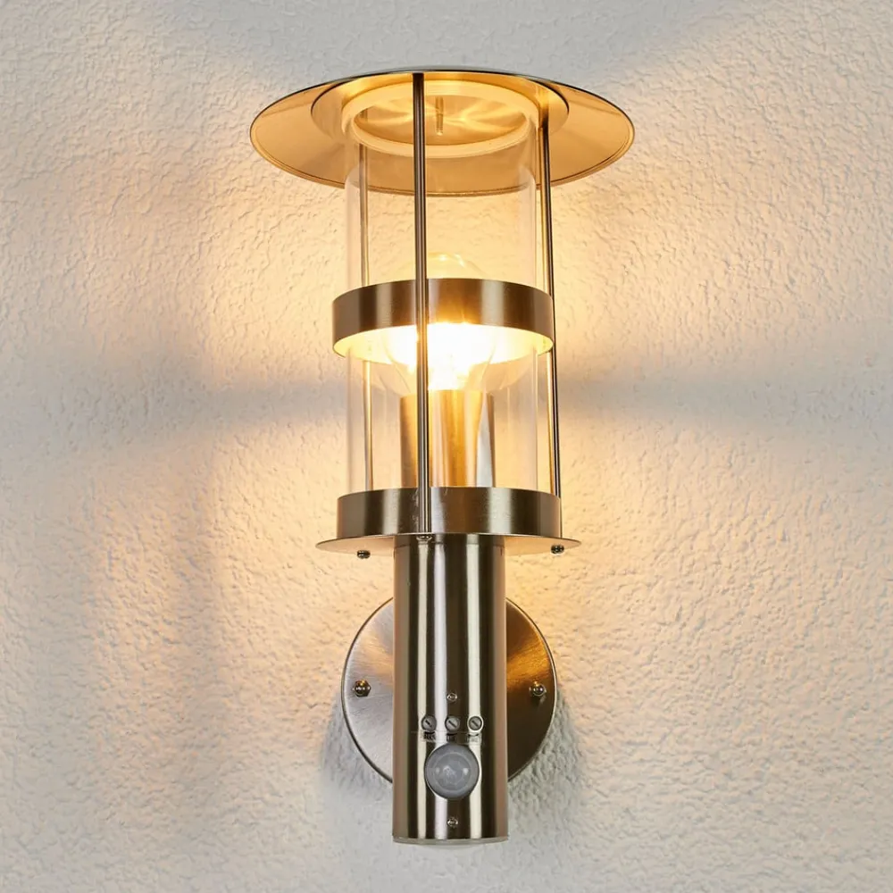 Lindby Væglampe Med Sensor|Væglamper>udendørs væglampe Noemi, sensor, grå, stål, 34 cm