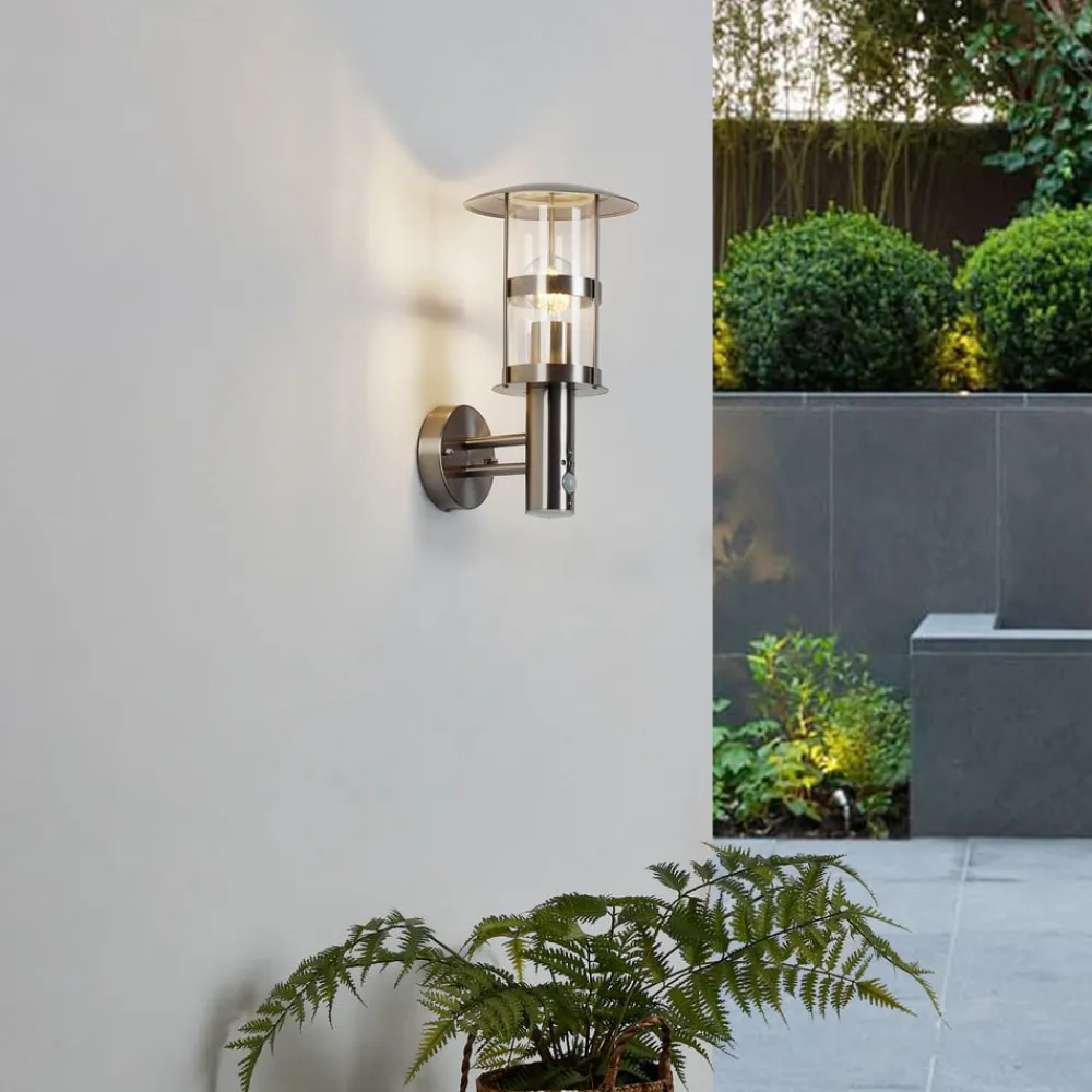 Lindby Væglampe Med Sensor|Væglamper>udendørs væglampe Noemi, sensor, grå, stål, 34 cm