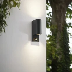 udendørs væglampe Palina, sensor, IP44, antracit^Lindby Online