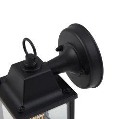 udendørs væglampe Rurik, sort, glas, aluminium, E27^Lindby