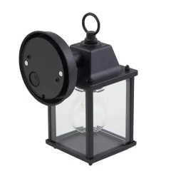 udendørs væglampe Rurik, sort, glas, aluminium, E27^Lindby