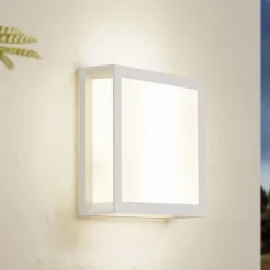 Lindby Terrassebelysning>udendørs væglampe Sivana, hvid, aluminium, 26 cm x 26 cm