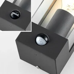 Lindby udendørs væglampe Tilian, sensor, højde 25 cm, antracit