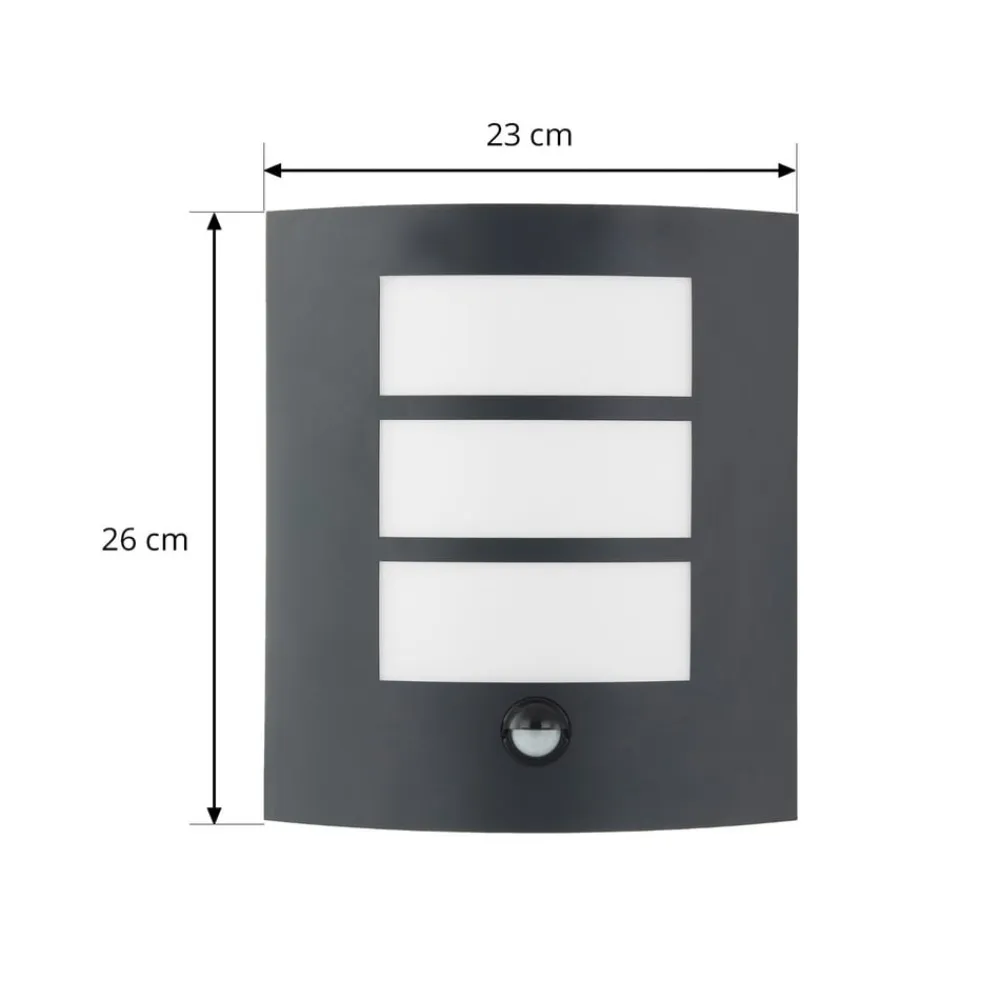 Lindby Væglampe Med Sensor|Væglamper>udendørs væglampe Vimal, sensor, E27, 26 cm, aluminium