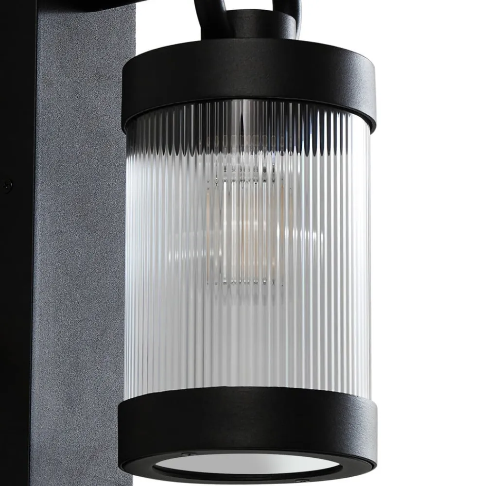 Lindby Væglampe Med Sensor|Terrassebelysning>udendørs væglampe Yrene, 20cm, sort, sensor, riffel