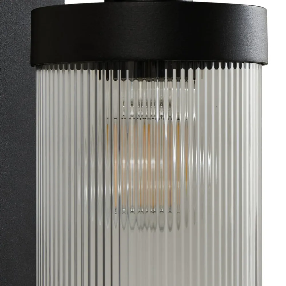 Lindby Væglampe Med Sensor|Terrassebelysning>udendørs væglampe Yrene, 20cm, sort, sensor, riffel