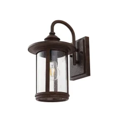 Lindby udendørs væglampe Zayn, rustfarvet, glas, IP23