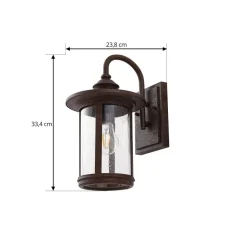 Lindby udendørs væglampe Zayn, rustfarvet, glas, IP23