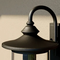 Lindby udendørs væglampe Zayn, sort, glas, højde 33 cm, IP23