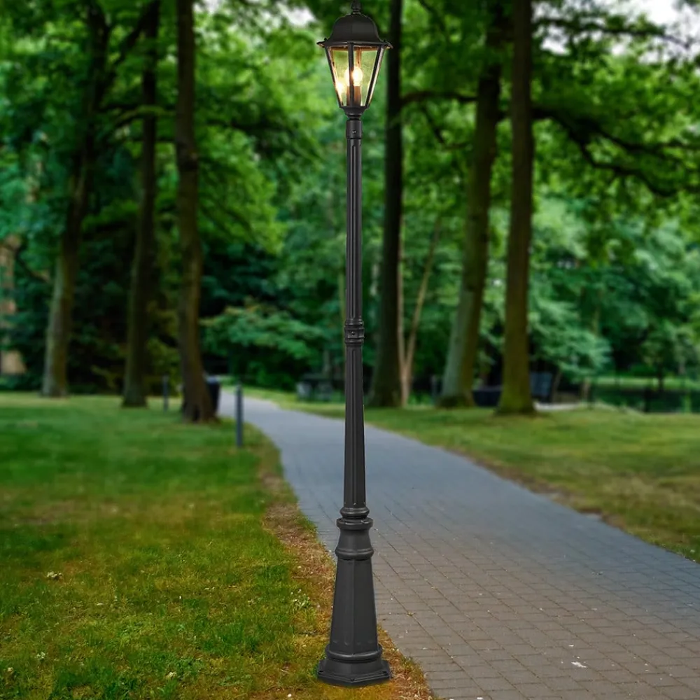 Lindby udendørslampe Edana, 211 cm, antracit, E27, IP44