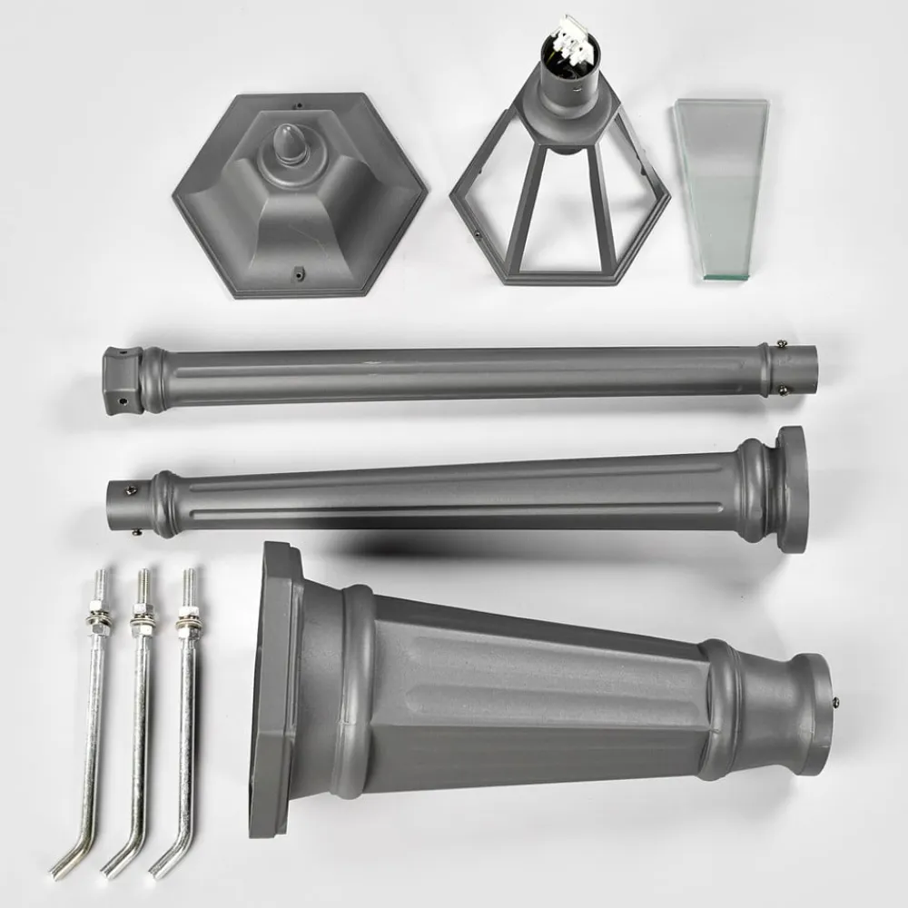 Lindby udendørslampe Edana, 211 cm, antracit, E27, IP44